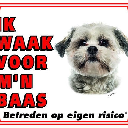Stickerkoning Shih Tzu Waakbord - Ik waak voor mijn baas