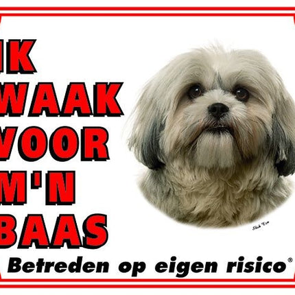Stickerkoning Shih Tzu Waakbord - Ik waak voor mijn baas