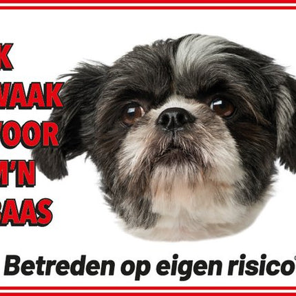 Stickerkoning Shih Tzu Zwart Wit Waakbord
