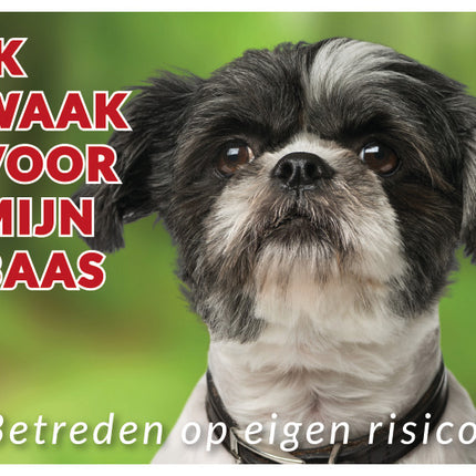 Stickerkoning Shih Tzu Zwart Wit Waakbord