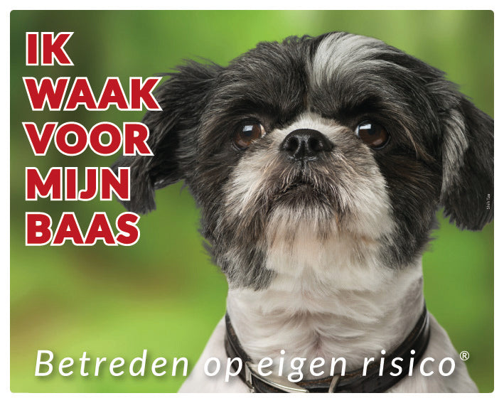 Stickerkoning Shih Tzu Zwart Wit Waakbord