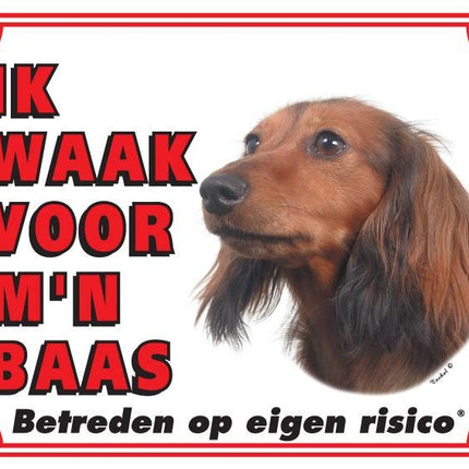 Stickerkoning Teckel Waakbord - Langhaar