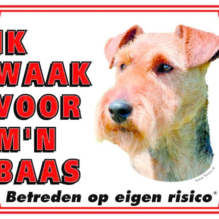 Stickerkoning Welsh Terrier Waakbord - Ik waak voor mijn Baas