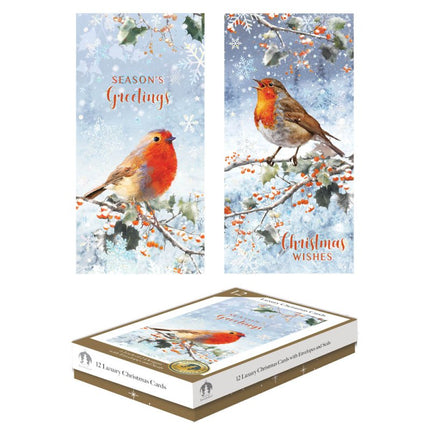 Tallon 12 Luxe Kerstkaarten Smal Robin Scenes