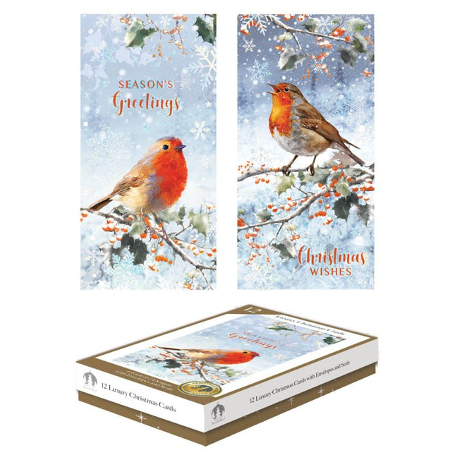 Tallon 12 Luxe Kerstkaarten Smal Robin Scenes