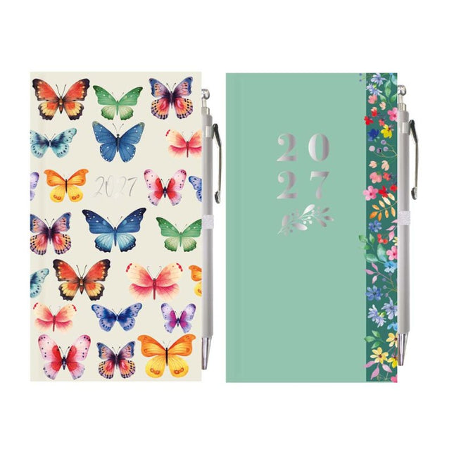 Tallon Slim Agenda 2027 Butterfly & Floral Met Pen
