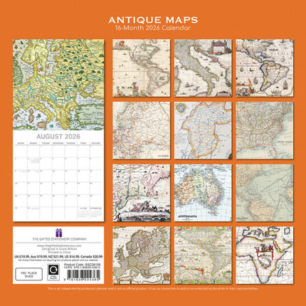 The Gifted Stationary Antieke Kaarten Kalender 2026
