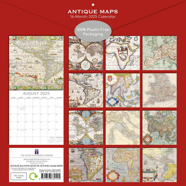 The Gifted Stationary Antique Maps Kalender 2025