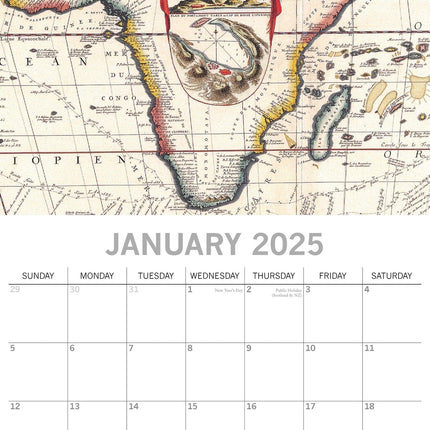 The Gifted Stationary Antique Maps Kalender 2025