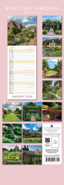 The Gifted Stationary Beautiful Gardens Slimline Kalender 2026