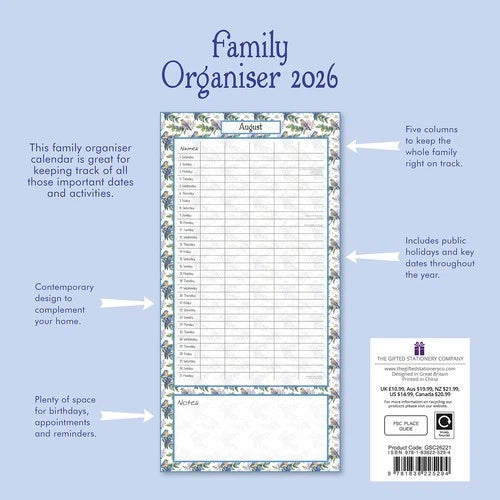The Gifted Stationary Birdsong Familieplanner 2026