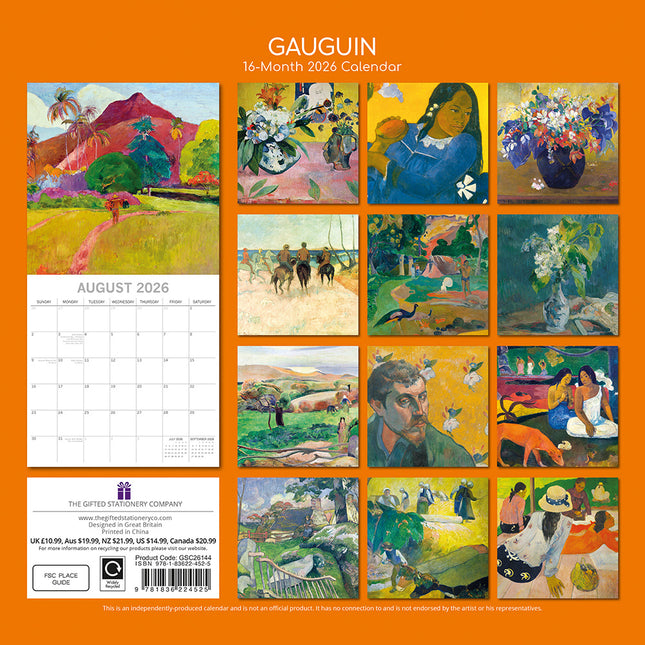 The Gifted Stationary Gauguin 16 maanden Kalender 2026