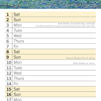 The Gifted Stationary Monet Slimline Kalender 2026