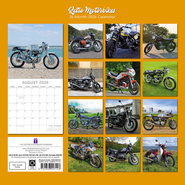 The Gifted Stationary Retro Motorbikes Kalender 2026