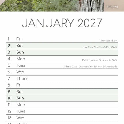 The Gifted Stationary Vogels Slimline Kalender 2027