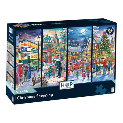 The House of Puzzles Christmas Shopping Puzzel 4x 500 Stukjes
