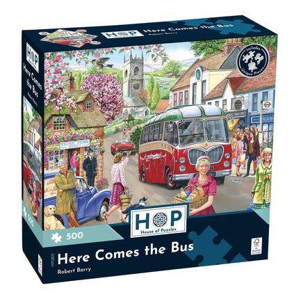 The House of Puzzles Here Comes the Bus Puzzel 500 Stukjes