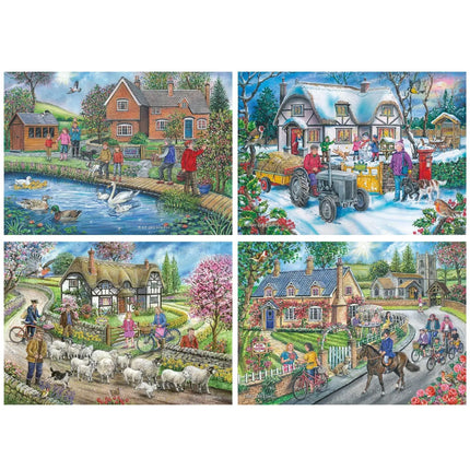 The House of Puzzles Life in the Country Puzzel 4x 500 Stukjes