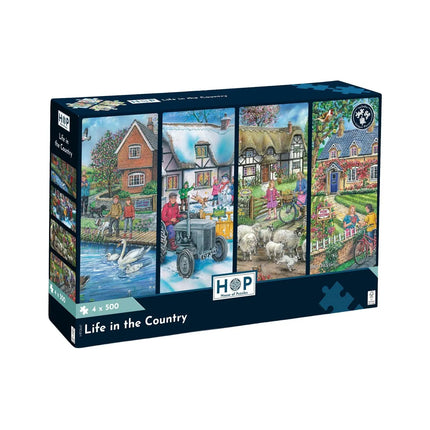 The House of Puzzles Life in the Country Puzzel 4x 500 Stukjes