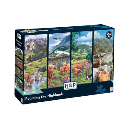 The House of Puzzles Roaming The Highlands Puzzel 4x 500 Stukjes