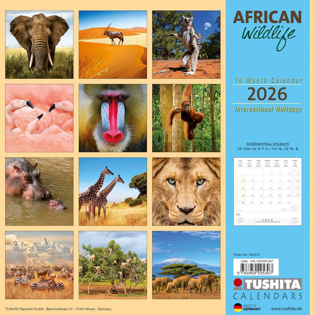 Tushita African Wildlife Kalender 2026