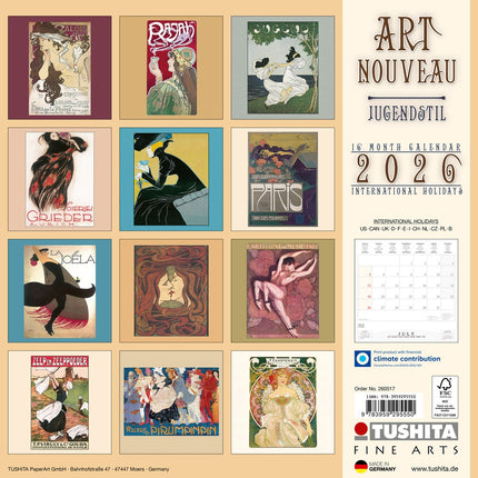 Tushita Art Nouveau Kalender 2026