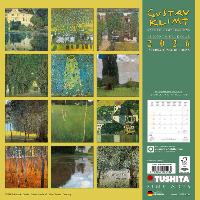 Tushita Gustav Klimt - Nature Kalender 2026