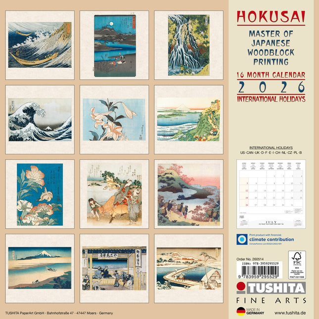Tushita Hokusai - Japanese Woodblock Kalender 2026