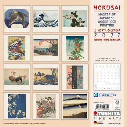 Tushita Hokusai - Japanese Woodblock Kalender 2027