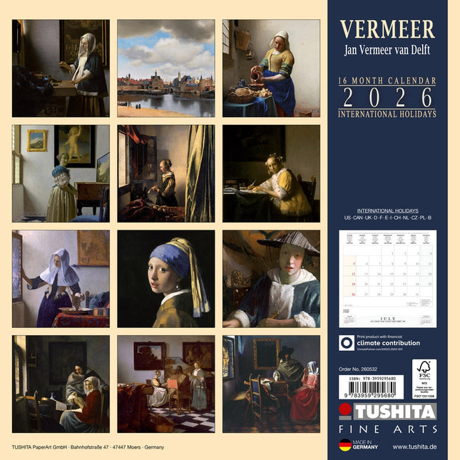 Tushita Jan Vermeer Kalender 2026