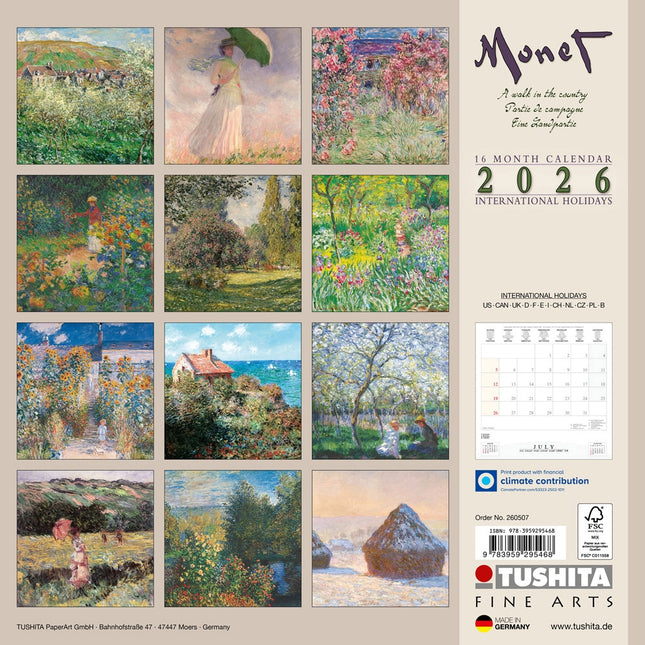 Tushita Monet A Walk in the Country Kalender 2026
