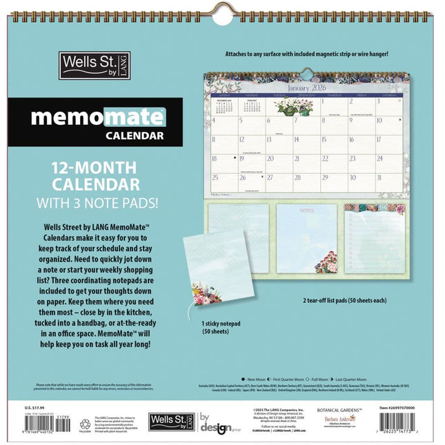Wells st. by Lang Botanical Gardens Memo Kalender 2026