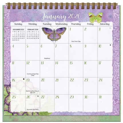 Wells st. by Lang Butterflies Easel Desk Kalender 2026