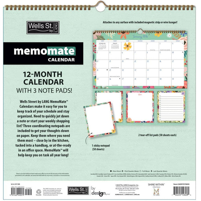 Wells st. by Lang Shine Within Memo Kalender 2026