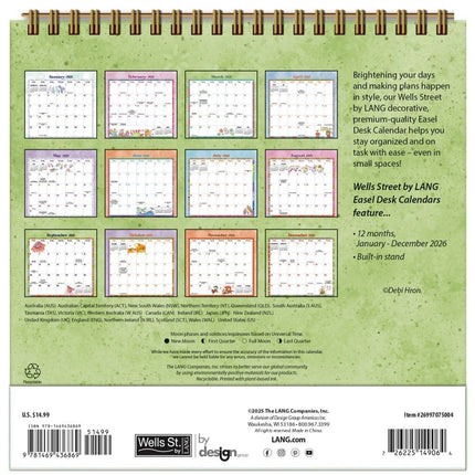 Wells st. by Lang Simply Grateful Easel Desk Kalender 2026