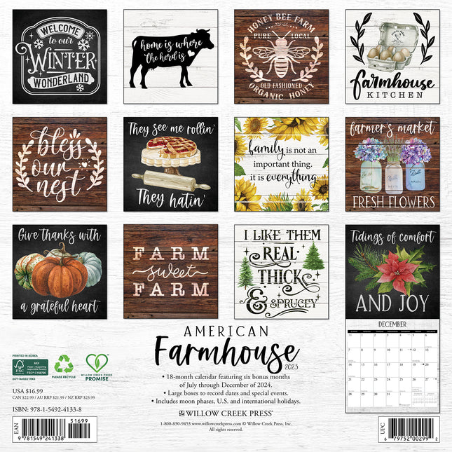 Willow Creek American Farmhouse Kalender 2025