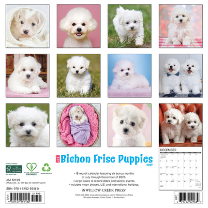 Willow Creek Bichon Frise Puppies Kalender 2027