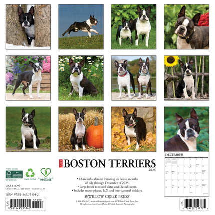 Willow Creek Boston Terrier Kalender 2026