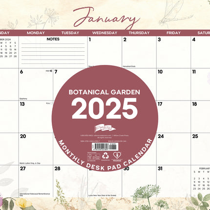 Willow Creek Botanical Garden Desk Pad - Bureau Kalender 2025