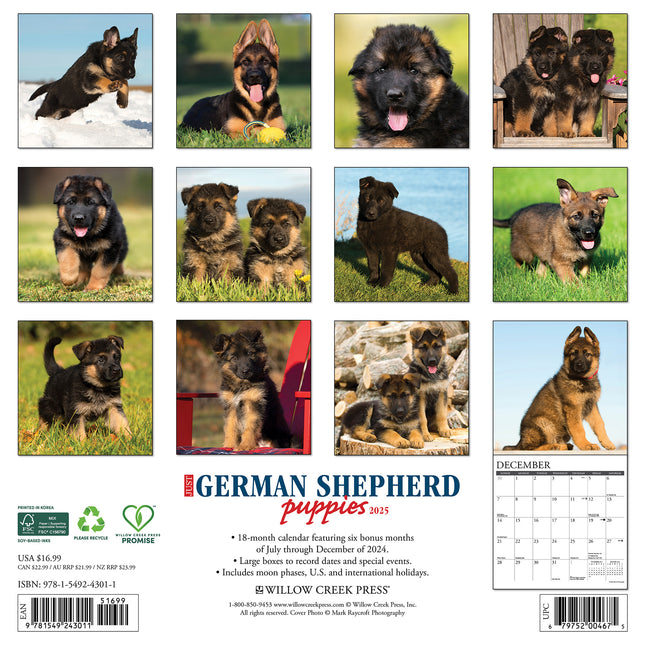 Willow Creek Duitse Herder Puppies Kalender 2025