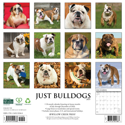 Willow Creek Engelse Buldog Kalender 2026