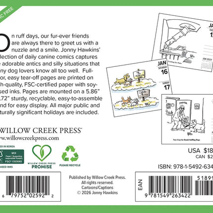 Willow Creek Honden Cartoon Scheurkalender 2027 Boxed