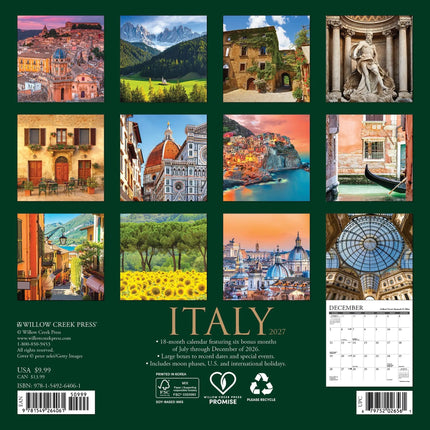 Willow Creek Italië Kalender 2027 Mini