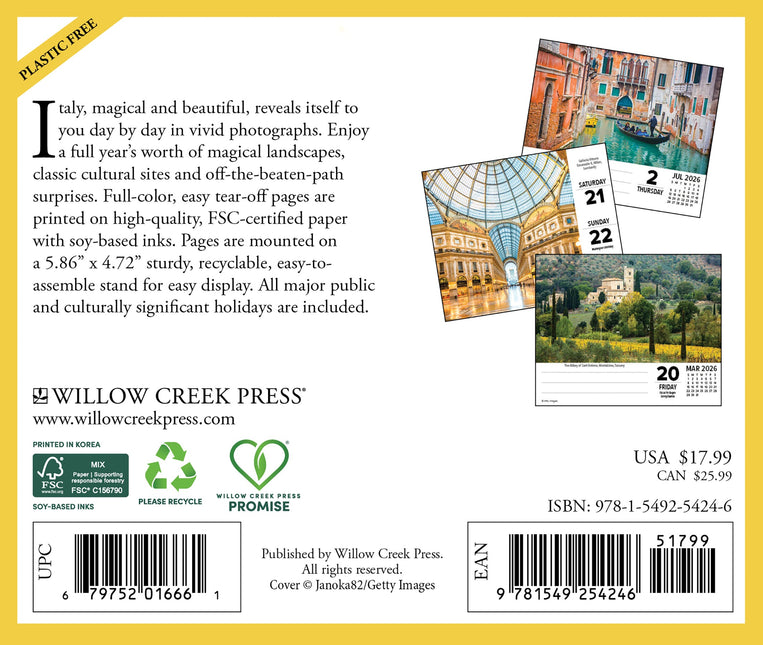 Willow Creek Italië Scheurkalender 2026 Boxed
