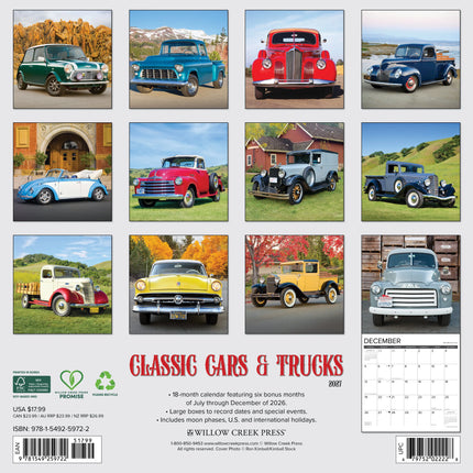 Willow Creek Klassieke Auto's en Trucks Kalender 2026