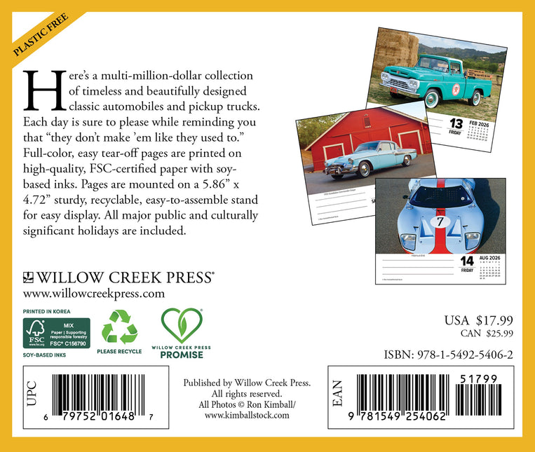 Willow Creek Klassieke Auto's en Vrachtwagens Scheurkalender 2026 Boxed