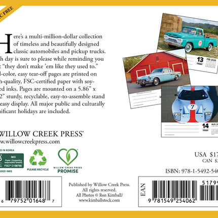 Willow Creek Klassieke Auto's en Vrachtwagens Scheurkalender 2027 Boxed