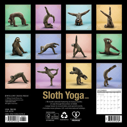 Willow Creek Luiaard Yoga Kalender 2026 Mini