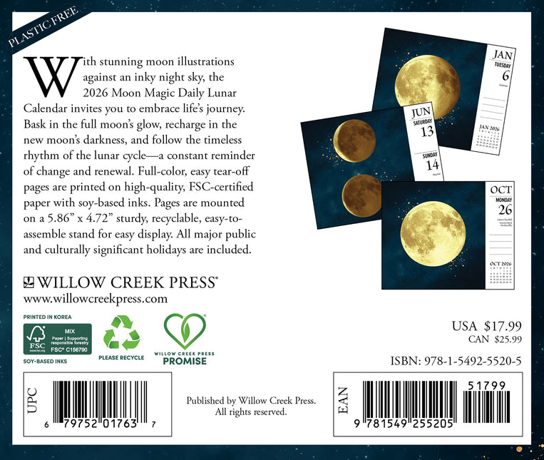 Willow Creek Maan Magie Scheurkalender 2026 Boxed