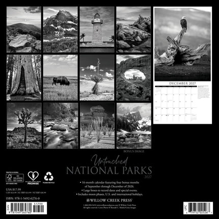 Willow Creek National Parks (Zwart/Wit) Kalender 2027
